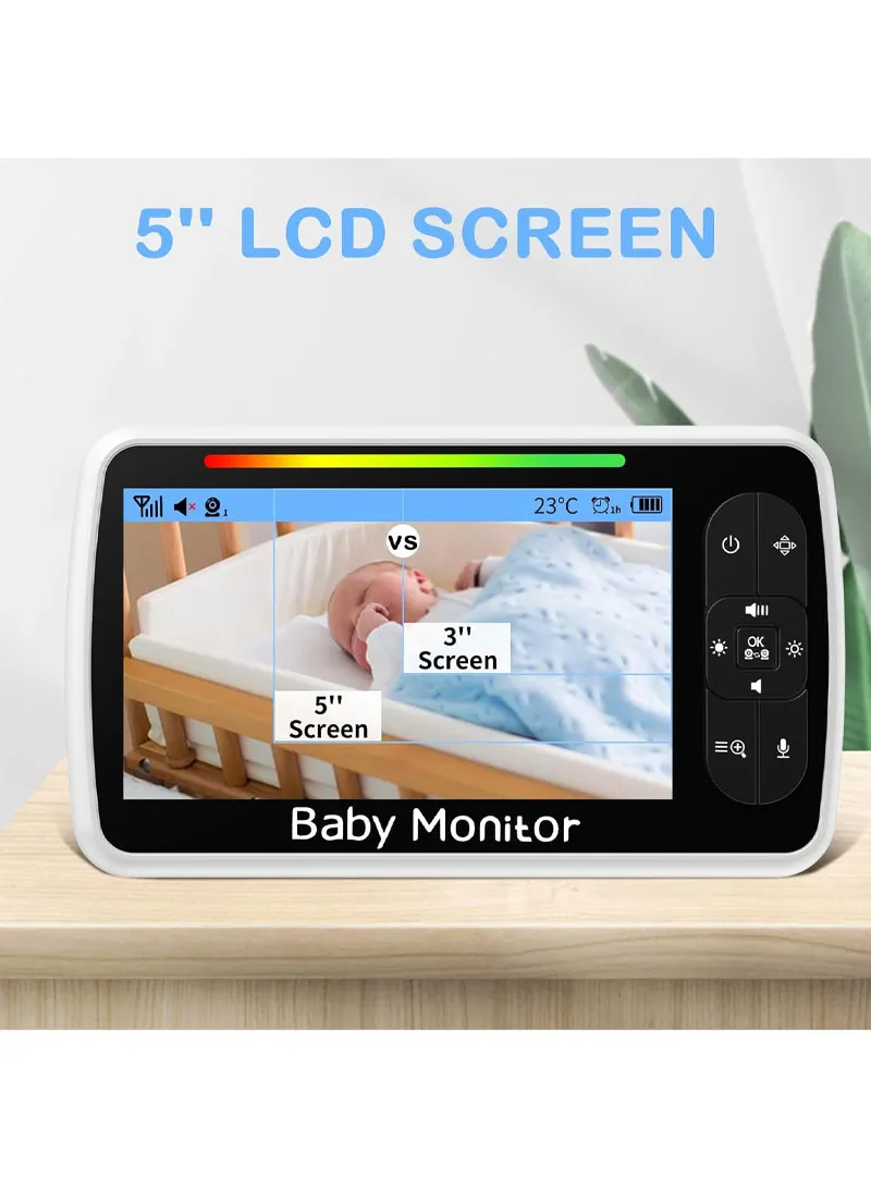 5" LCD PTZ Camera Wireless Baby Monitor 3000 mAh 5.0" Digital Wireless Baby Monitor With Night — photo 2