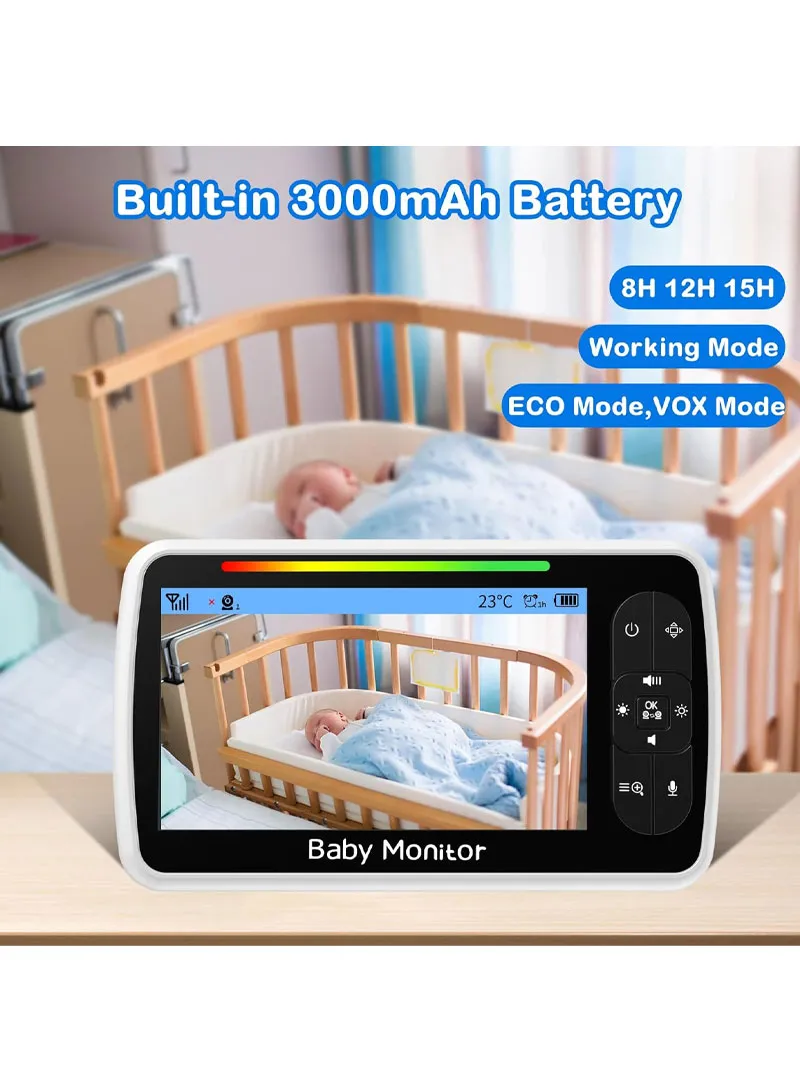 5" LCD PTZ Camera Wireless Baby Monitor 3000 mAh 5.0" Digital Wireless Baby Monitor With Night — photo 5