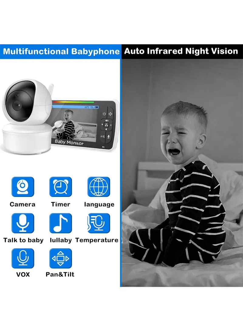 5" LCD PTZ Camera Wireless Baby Monitor 3000 mAh 5.0" Digital Wireless Baby Monitor With Night — photo 6