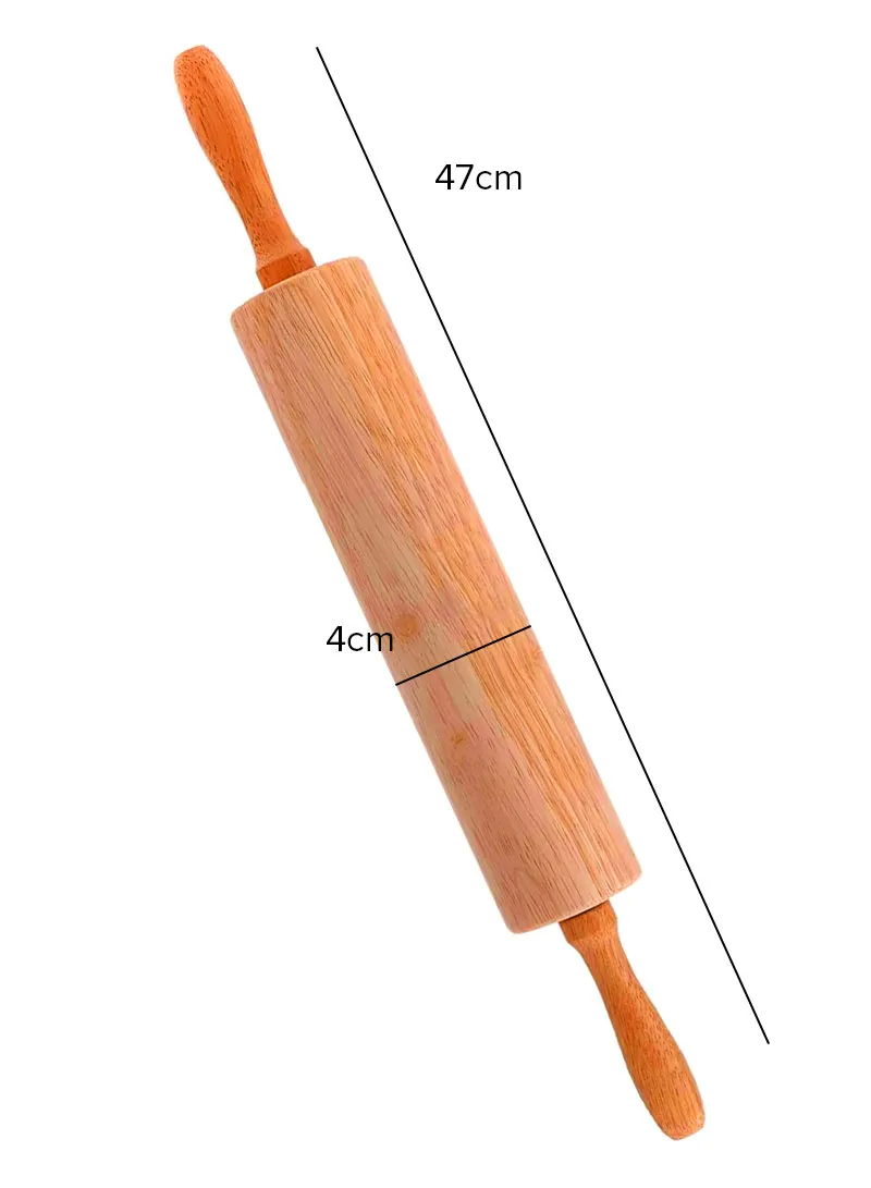 Wooden Gourmet Rolling Dough Pin With Easy Rolling Design Handles 45cm x 5cm — photo 3