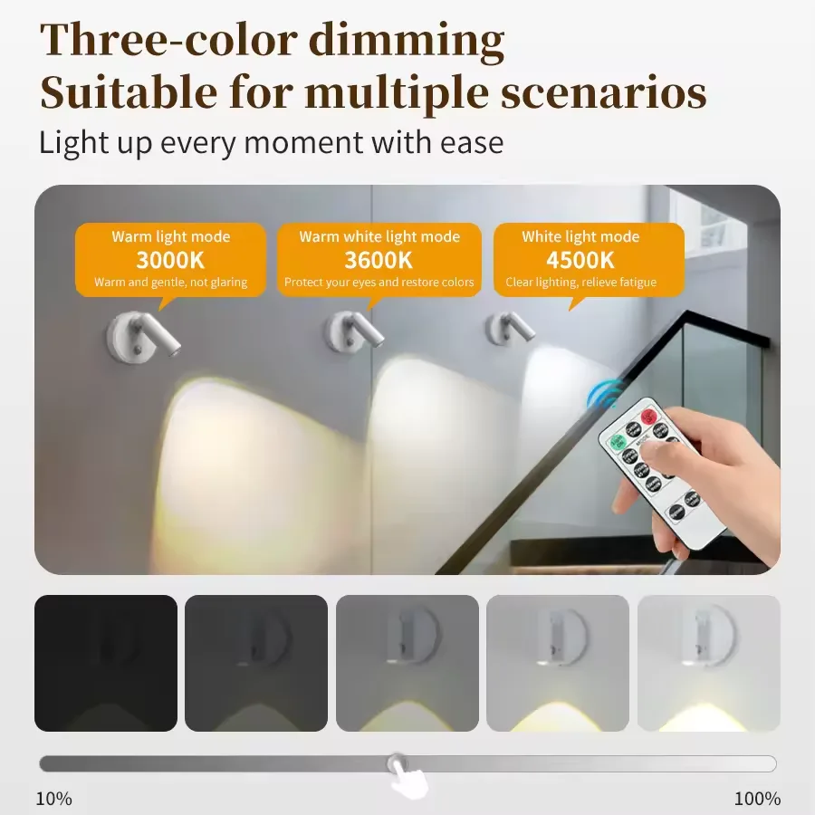 Magnetic Spotlight Wireless LED Wall Lamp – Rechargeable Motion Sensor Light - Black — photo 3