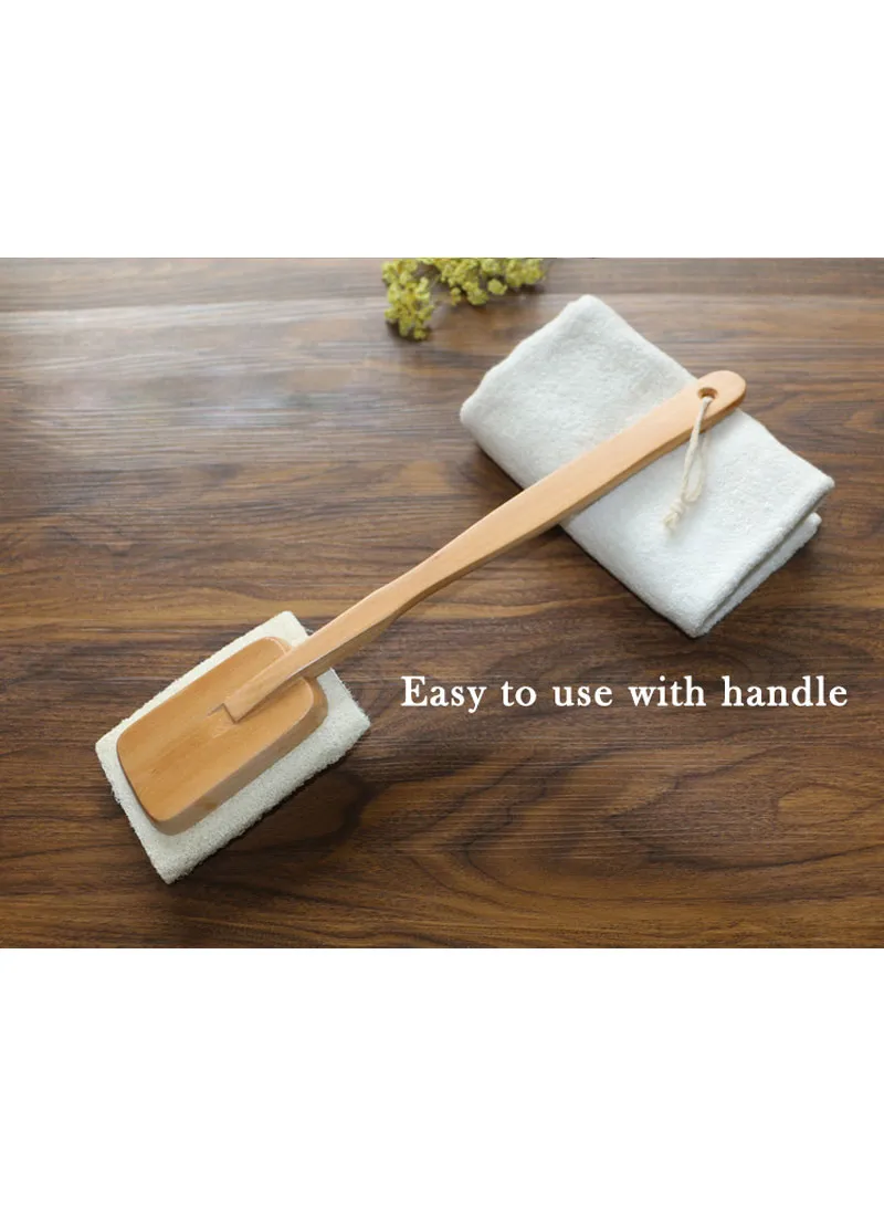 Modern Loofah Scrubber Natural Bath Brush With Wooden Handle — photo 3
