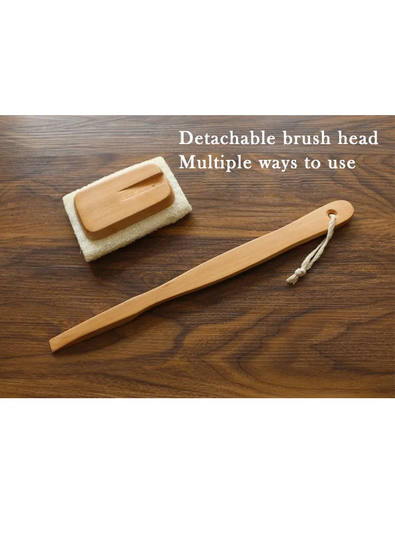 Modern Loofah Scrubber Natural Bath Brush With Wooden Handle — photo 4