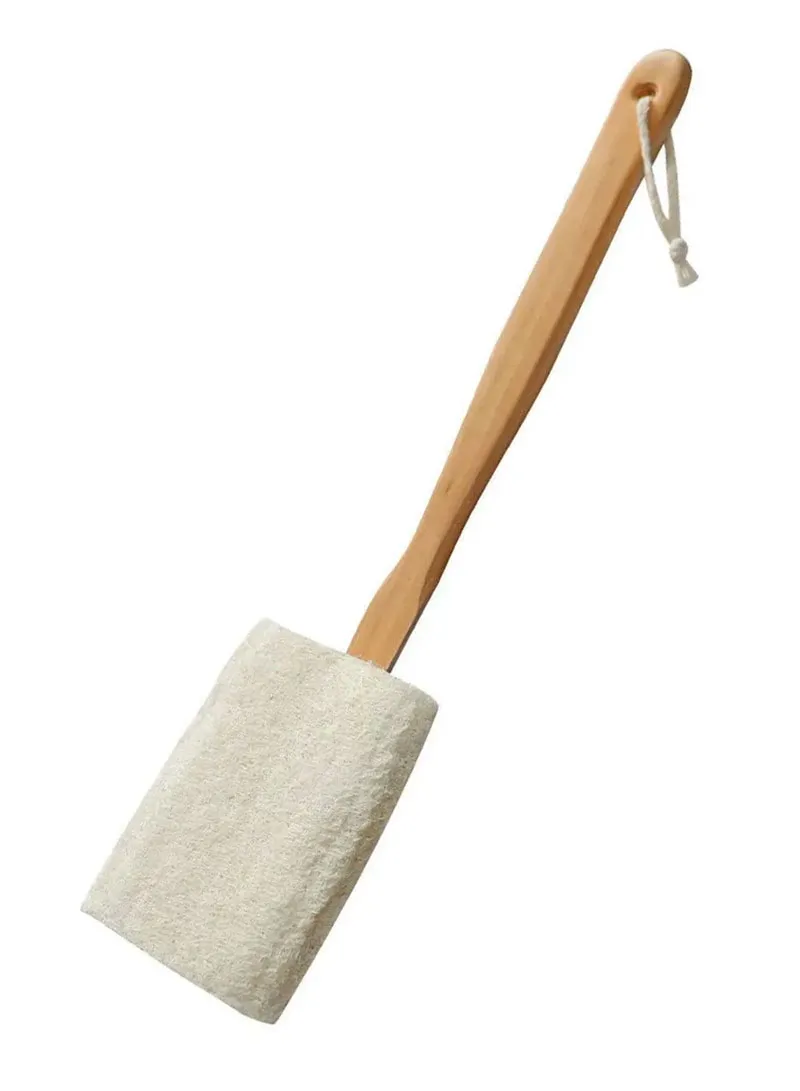 Modern Loofah Scrubber Natural Bath Brush With Wooden Handle