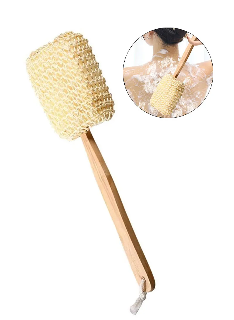 Sponge Shower Natural Brush With Wooden Handle