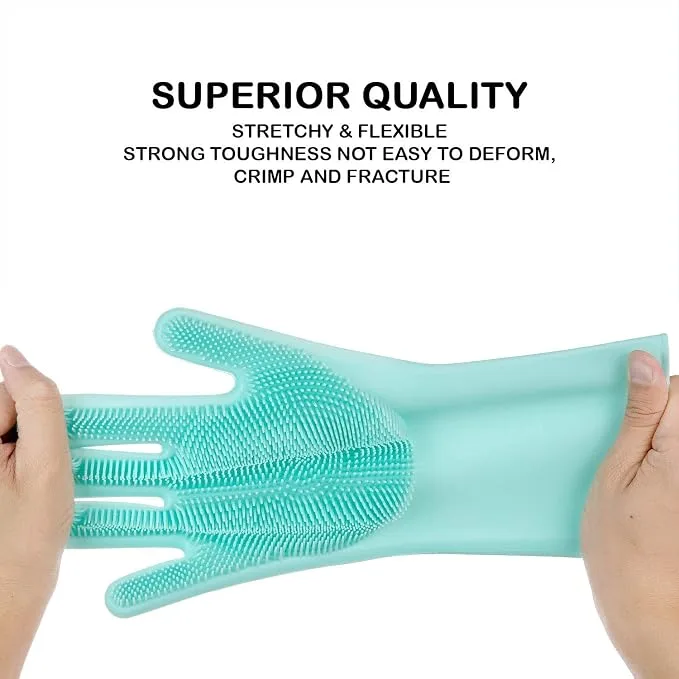 Silicone Dish Washing Gloves 1 Pair - Grey β photo 4