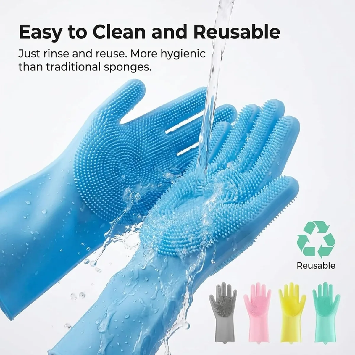 Silicone Dish Washing Gloves 1 Pair - Grey β photo 5