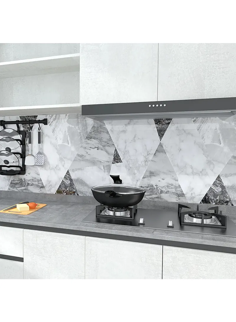 Marble Pattern PET Oil Proof Wallpaper Kitchen Wall Sticker - White / Grey — photo 8