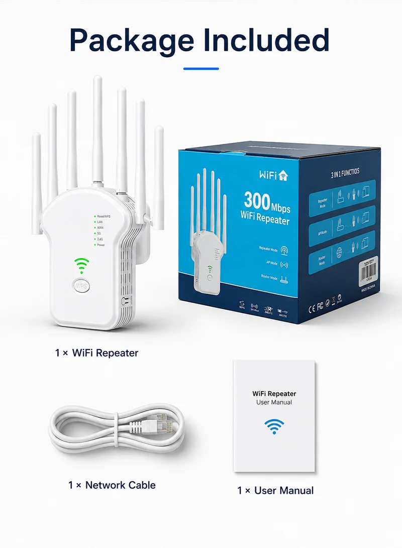 300Mbps 6 antenna 3-in-1 WiFi Repeater Router Enhance Wireless Signals Dual-Band Extender U13 E β photo 7