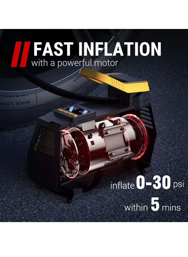 Car Tyre Inflator Air Compressor With Portable Power Electric Air Pump For Car, Vehicles & Moto — photo 5