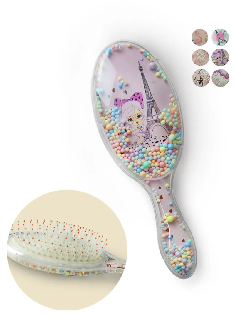 Plastic Trendy Brush Fashion Design Printed With Cushion Under Teeth For Safetly Hair Styling &