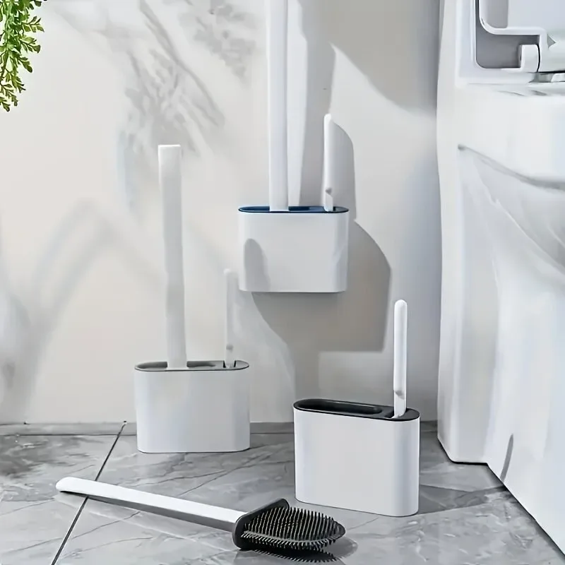 3 in 1 Silicone Toilet Brush with Holder - Black — photo 2