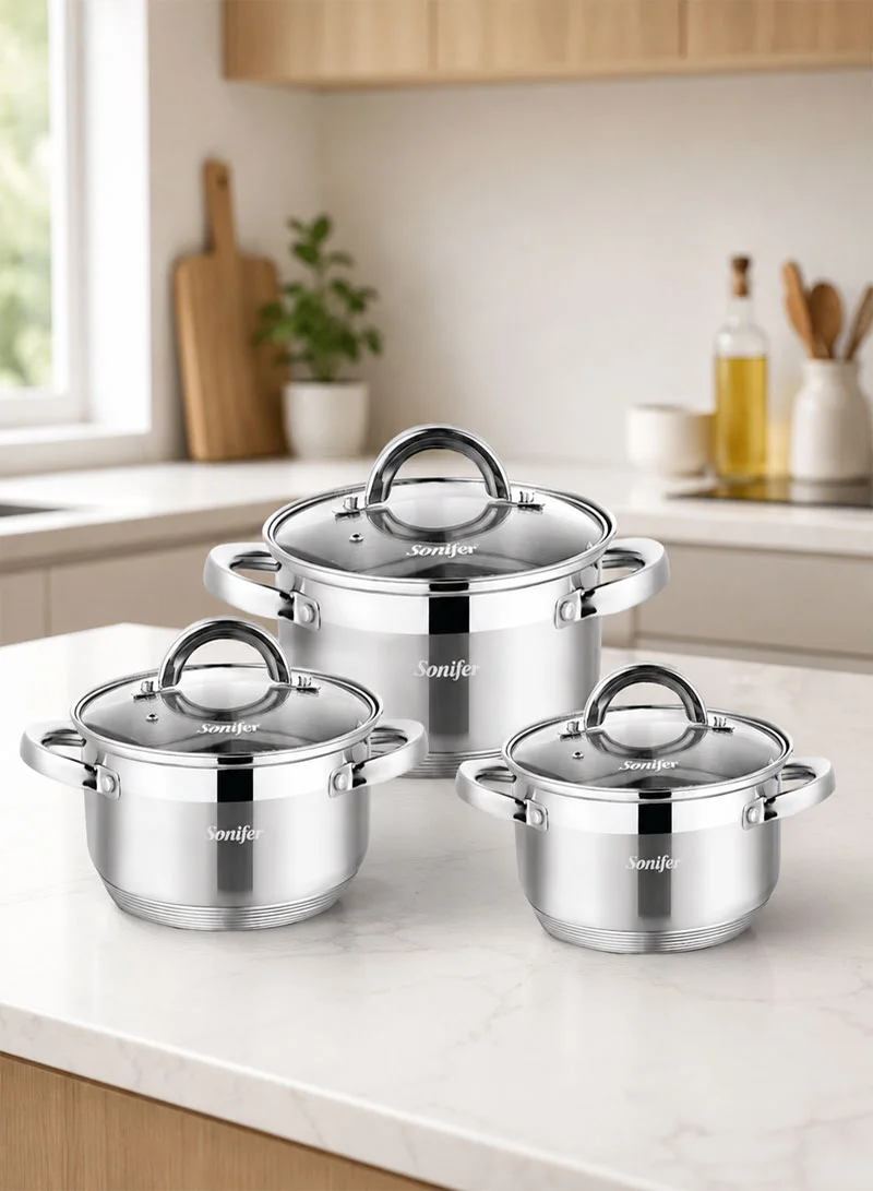 6 Pcs 16/18/20cm Stainless Steel Cookware Set with 3 Matching Lids — photo 5