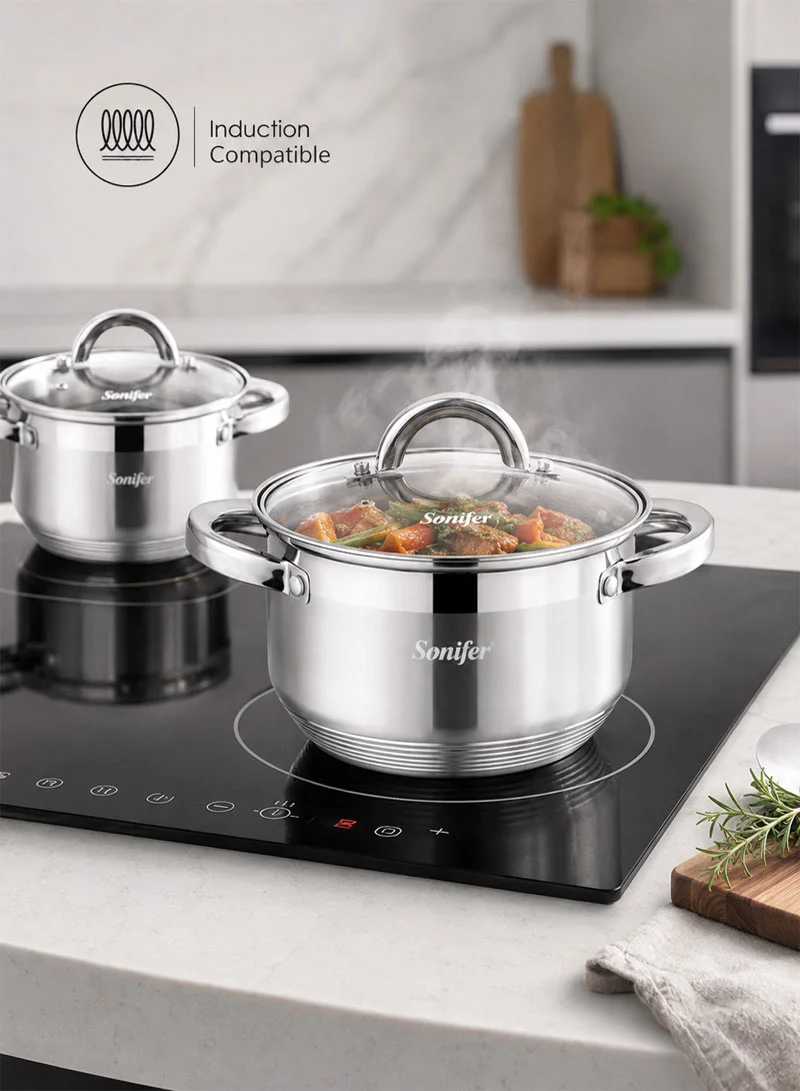 6 Pcs 16/18/20cm Stainless Steel Cookware Set with 3 Matching Lids — photo 6