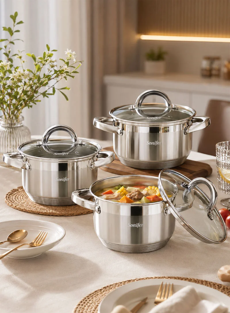 6 Pcs 16/18/20cm Stainless Steel Cookware Set with 3 Matching Lids β photo 7