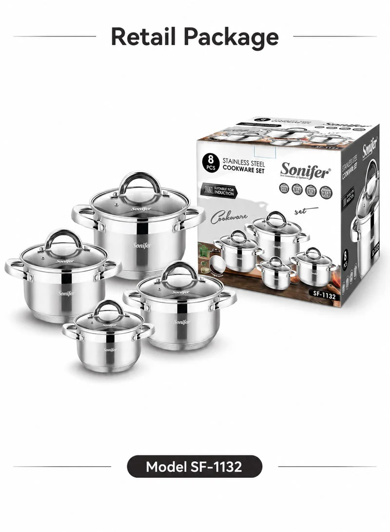 8 Pcs 16/18/20/24cm Stainless Steel Cookware Set Casseroles with 4 Matching Lids — photo 8
