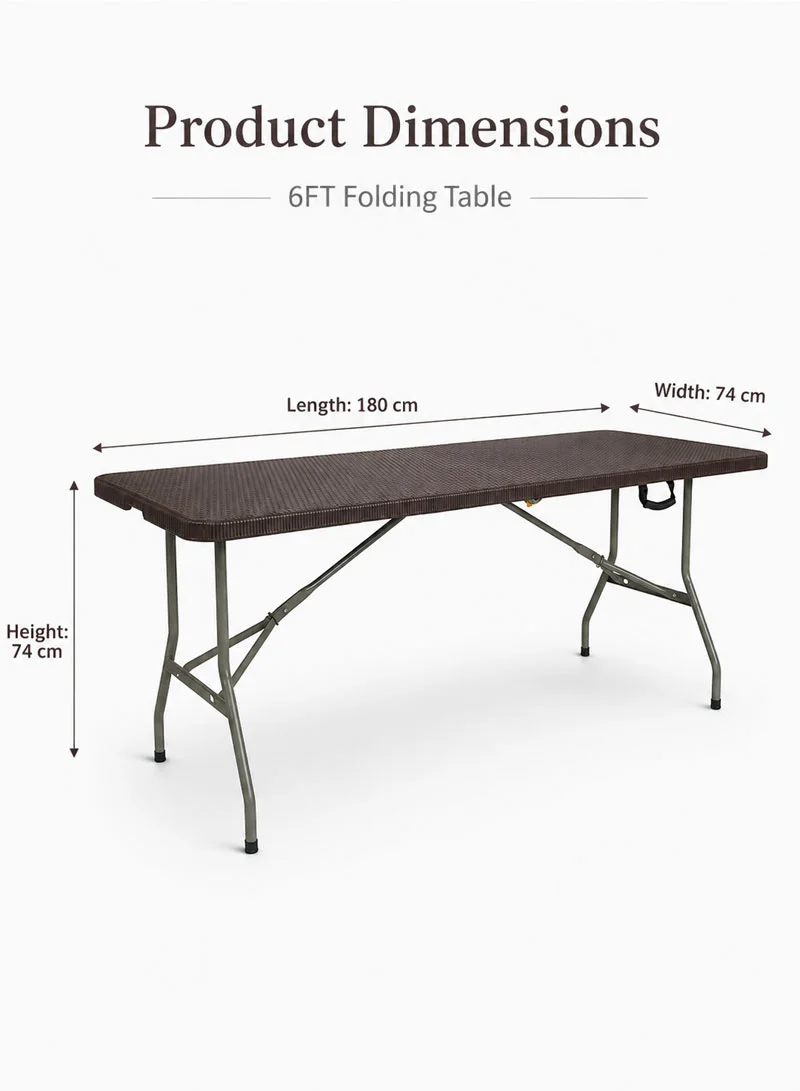 6FT Folding In Half Table Rattan Texture β photo 2
