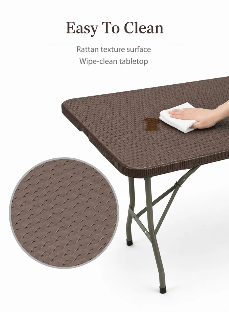 6FT Folding In Half Table Rattan Texture — photo 4