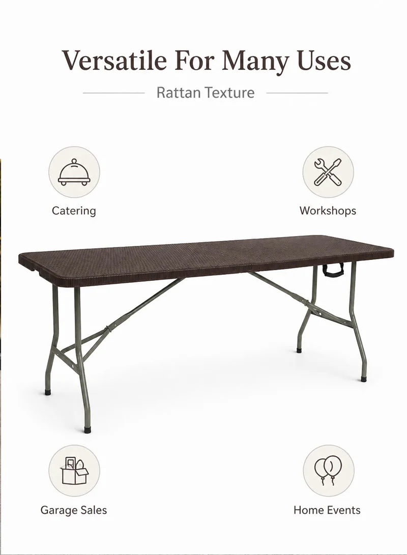 6FT Folding In Half Table Rattan Texture — photo 6