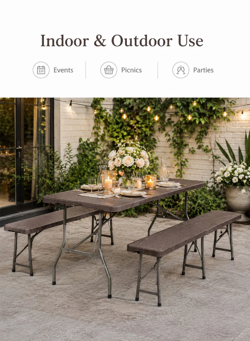 6FT Folding In Half Table Rattan Texture — photo 8