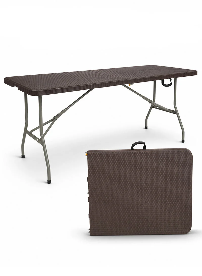 6FT Folding In Half Table Rattan Texture