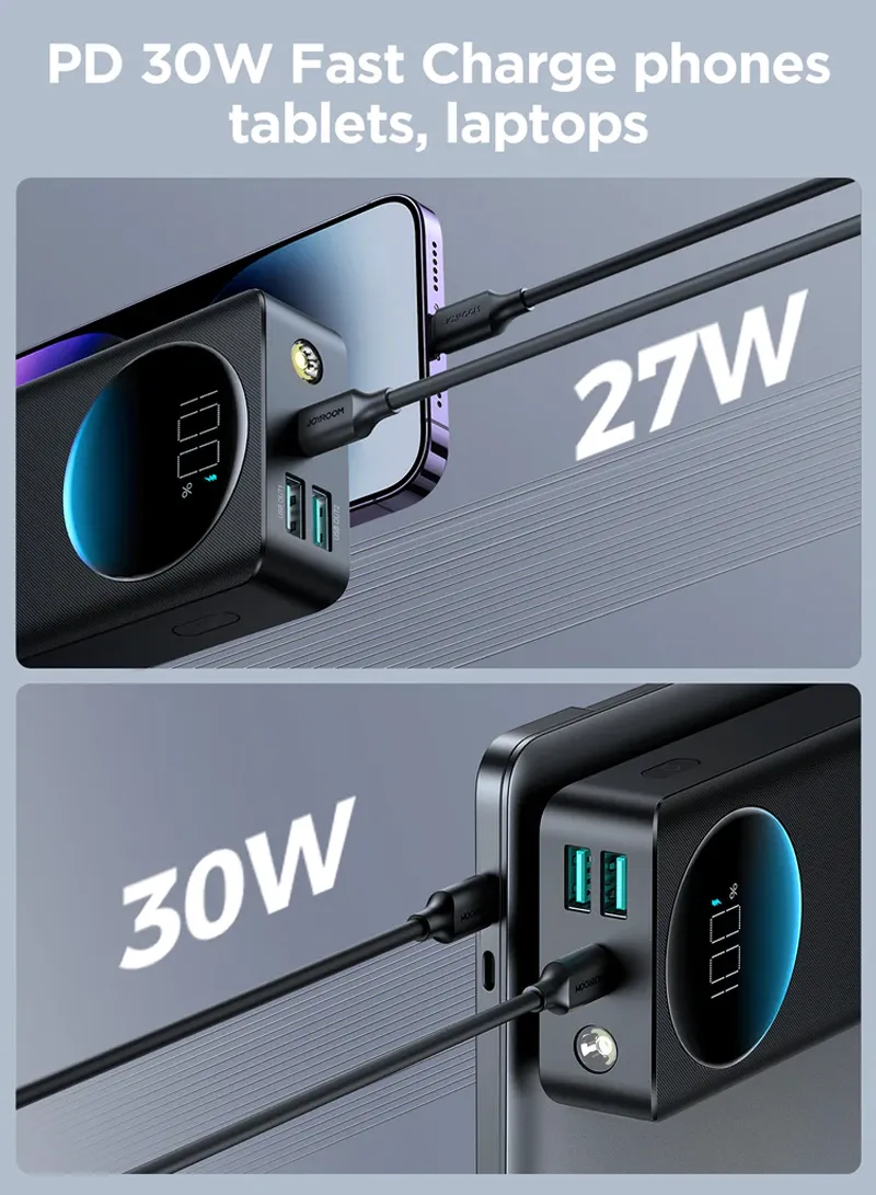 20000mAh 30W Portable Power Bank With USB to Type-C Cable - Black β photo 3