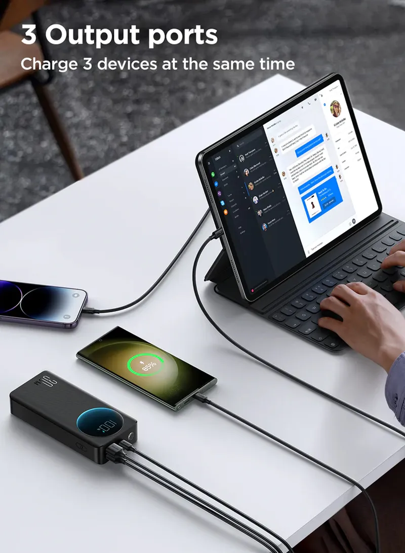 20000mAh 30W Portable Power Bank With USB to Type-C Cable - Black β photo 4