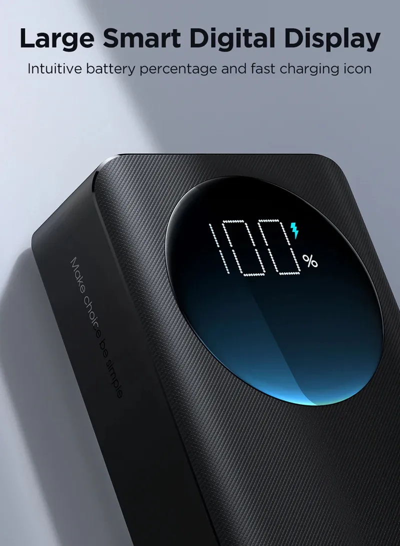20000mAh 30W Portable Power Bank With USB to Type-C Cable - Black β photo 5