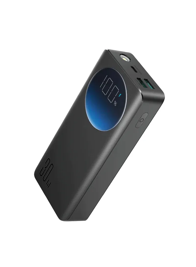 20000mAh 30W Portable Power Bank With USB to Type-C Cable - Black