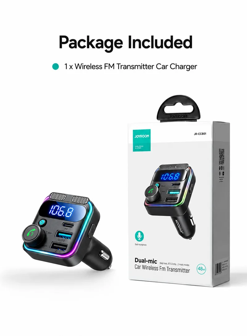 81W Dual-Mic Car Wireless FM Transmitter - Black — photo 7