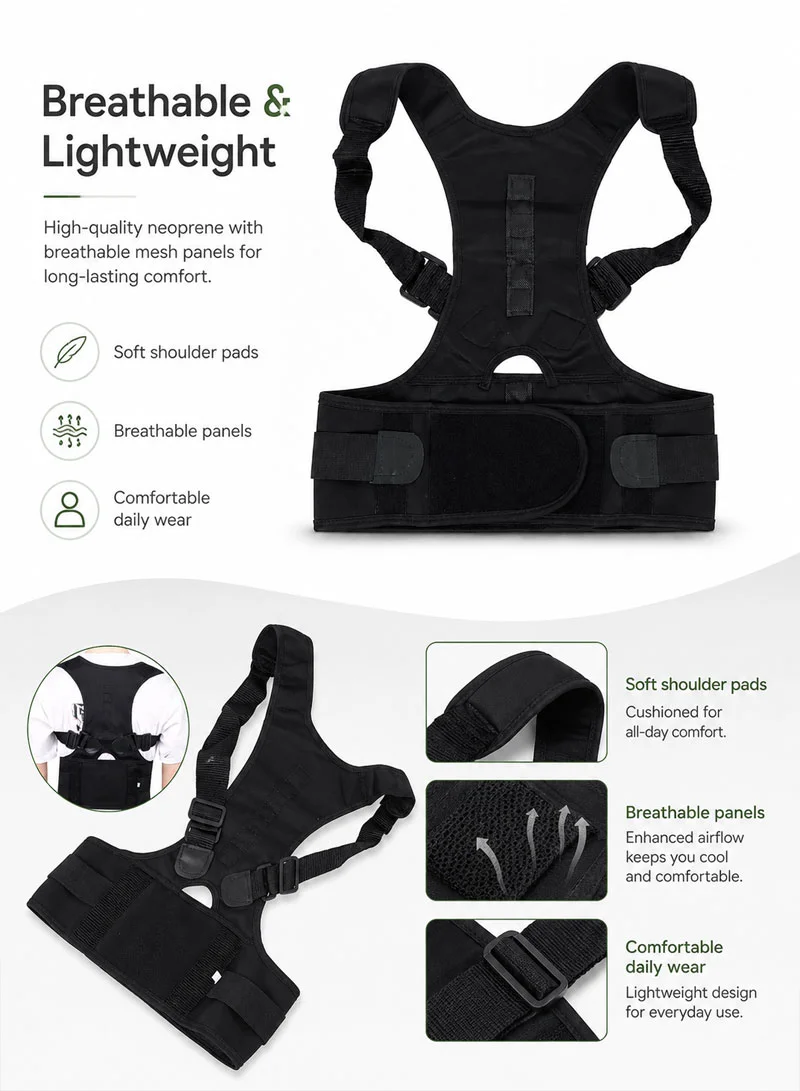 Magnetic Back Support For Posture Corrector With 10 Magnets, Adjustable Straps & Breathable Mes — photo 4