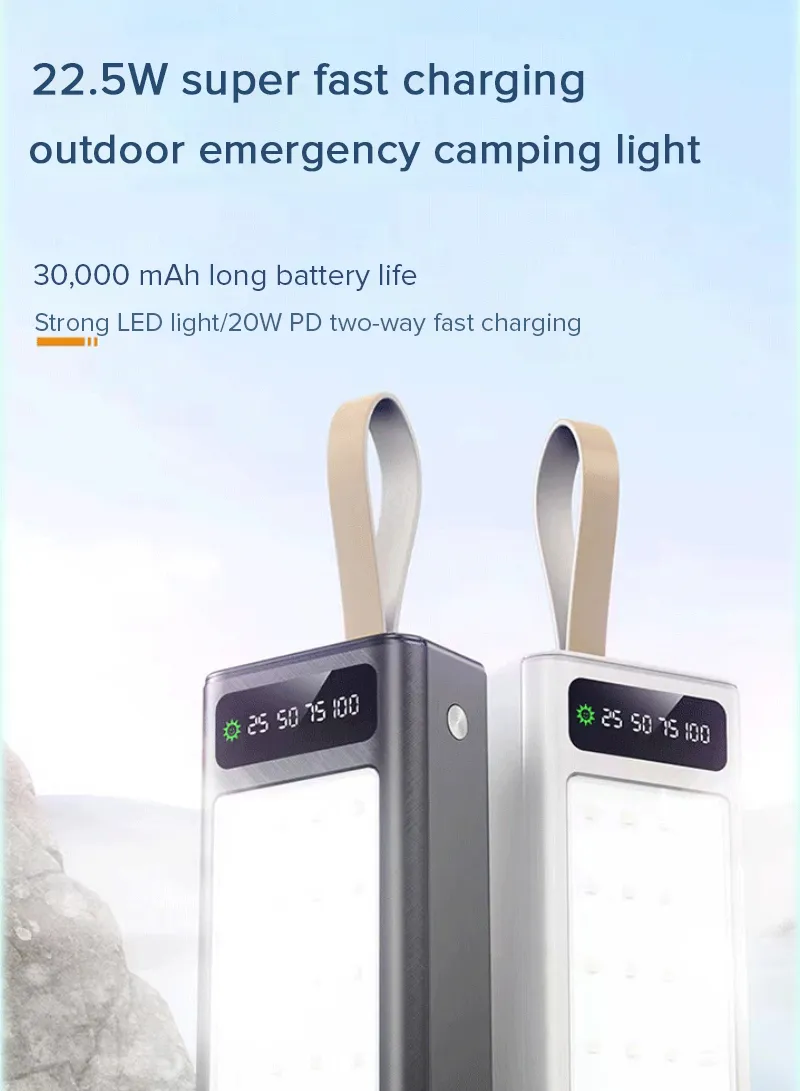50000mAh Portable Super Fast Charging Power Bank PD & 4 USB with Digital Display & Cammping Lig β photo 6