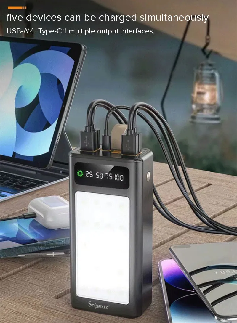 50000mAh Portable Super Fast Charging Power Bank PD & 4 USB with Digital Display & Cammping Lig β photo 8