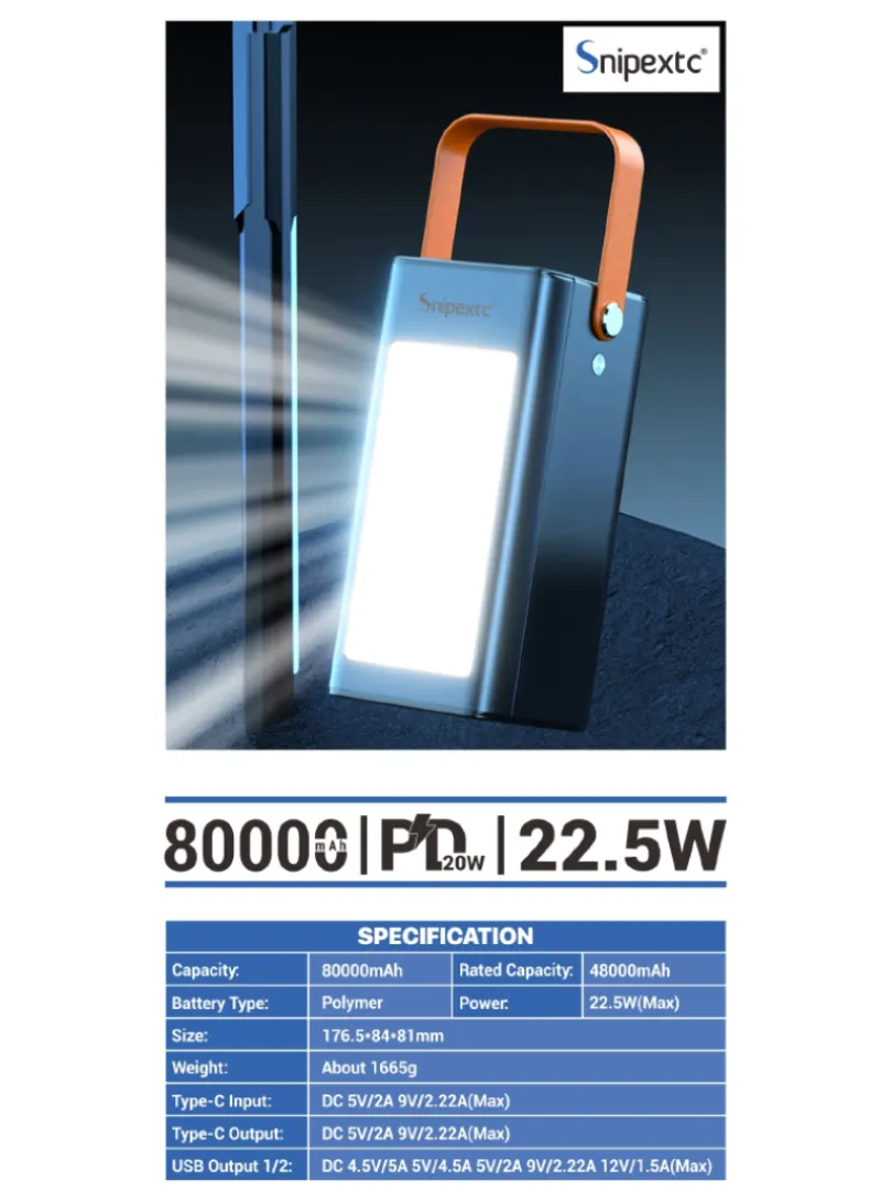 80000mAh Portable Super Fast Charging Power Bank PD With 4 USB, Type-C, Micro, Lightning Ports β photo 2
