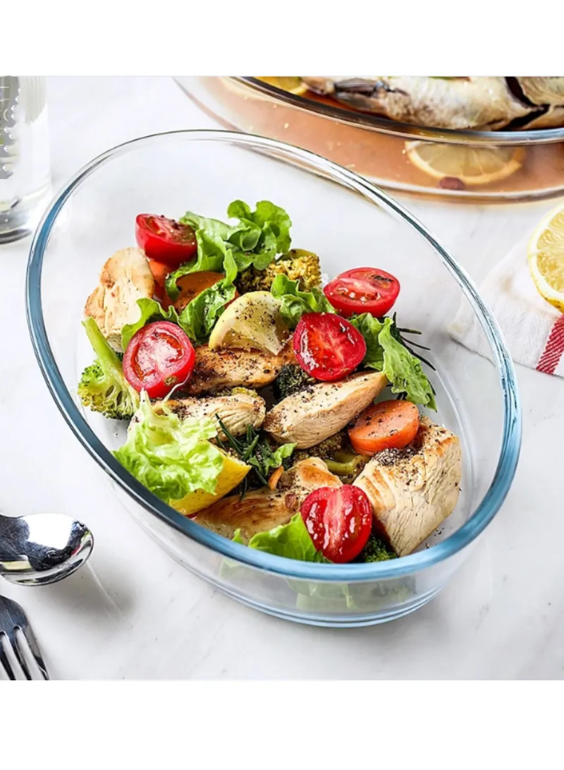 0.7/1.6/3/4L 4 Pcs Oval Borosilicate Glass Baking Dish Oven-Safe Tray β photo 3