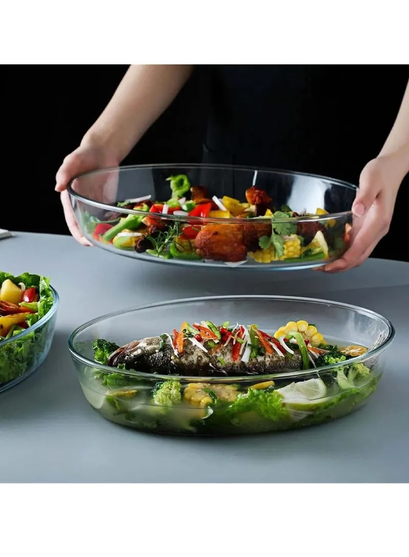 0.7/1.6/3/4L 4 Pcs Oval Borosilicate Glass Baking Dish Oven-Safe Tray — photo 4