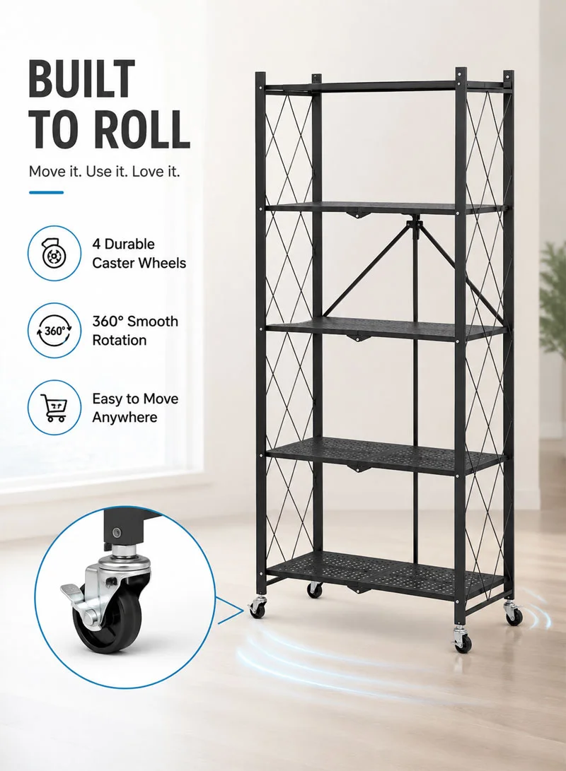5-Tier Heavy Duty Foldable Storage Shelves With Wheels for Garage Kitchen, Basement & Pantry β photo 4