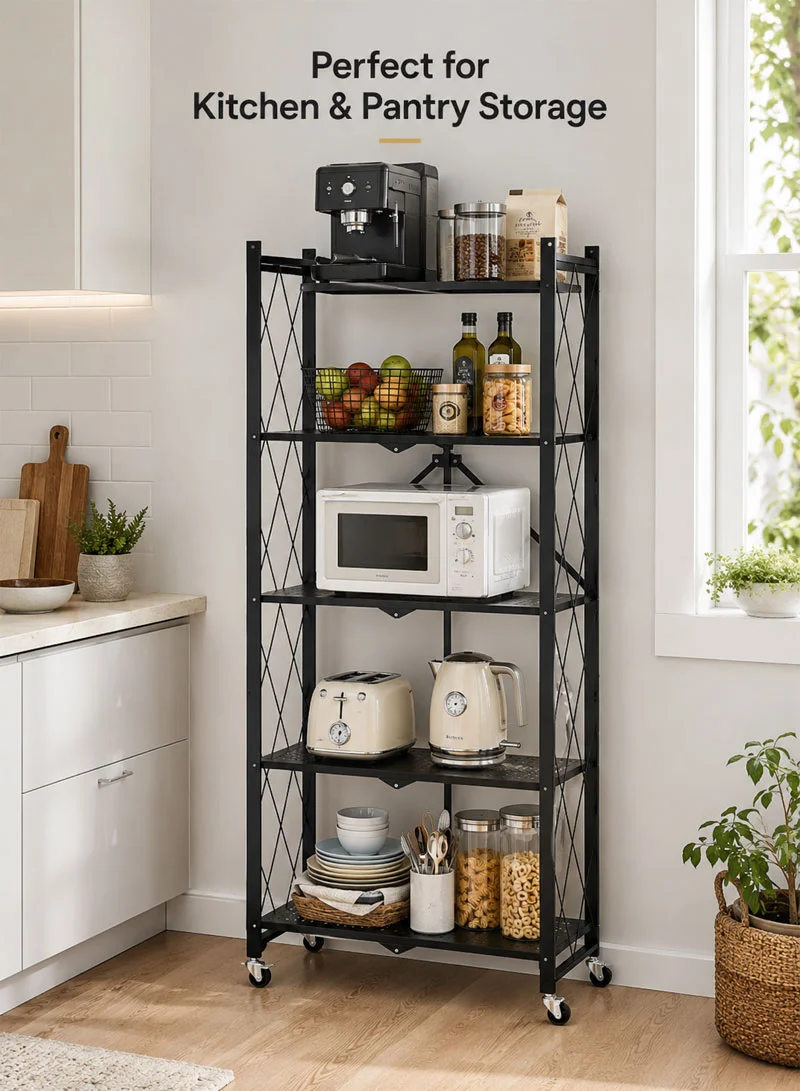5-Tier Heavy Duty Foldable Storage Shelves With Wheels for Garage Kitchen, Basement & Pantry β photo 7