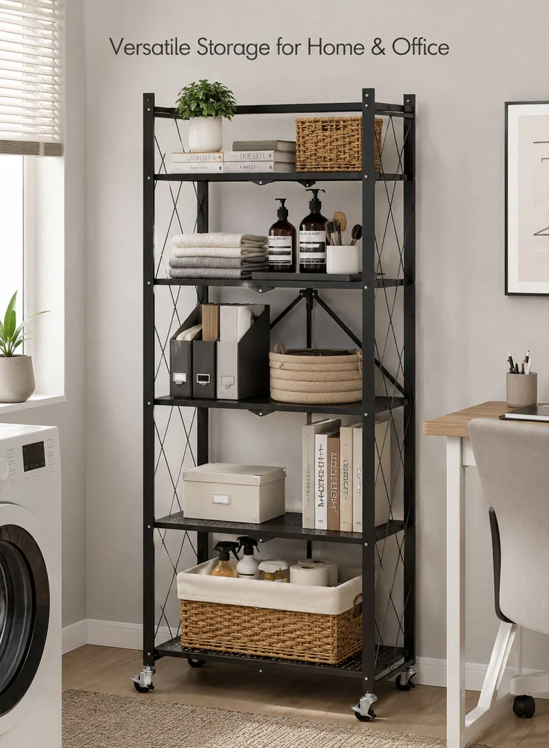 5-Tier Heavy Duty Foldable Storage Shelves With Wheels for Garage Kitchen, Basement & Pantry — photo 9