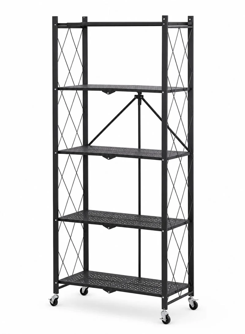 5-Tier Heavy Duty Foldable Storage Shelves With Wheels for Garage Kitchen, Basement & Pantry