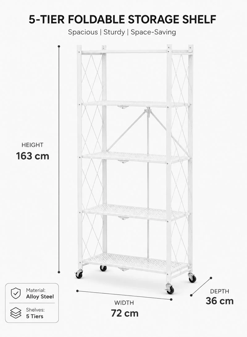 5-Tier Heavy Duty Foldable Storage Shelves With Wheels for Garage Kitchen, Basement & Pantry — photo 2