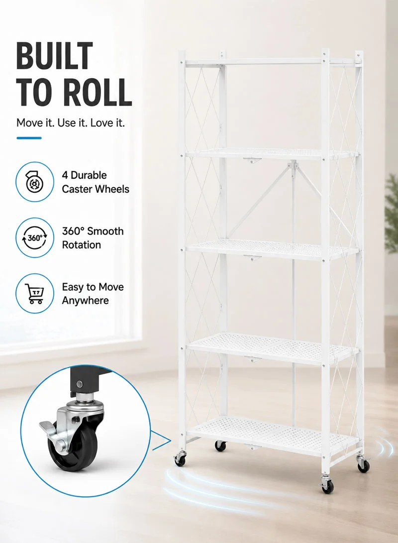 5-Tier Heavy Duty Foldable Storage Shelves With Wheels for Garage Kitchen, Basement & Pantry β photo 4