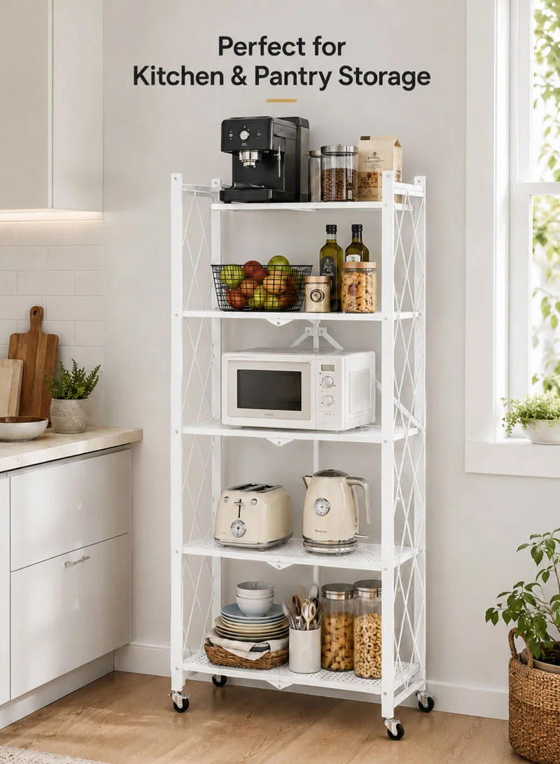 5-Tier Heavy Duty Foldable Storage Shelves With Wheels for Garage Kitchen, Basement & Pantry — photo 5
