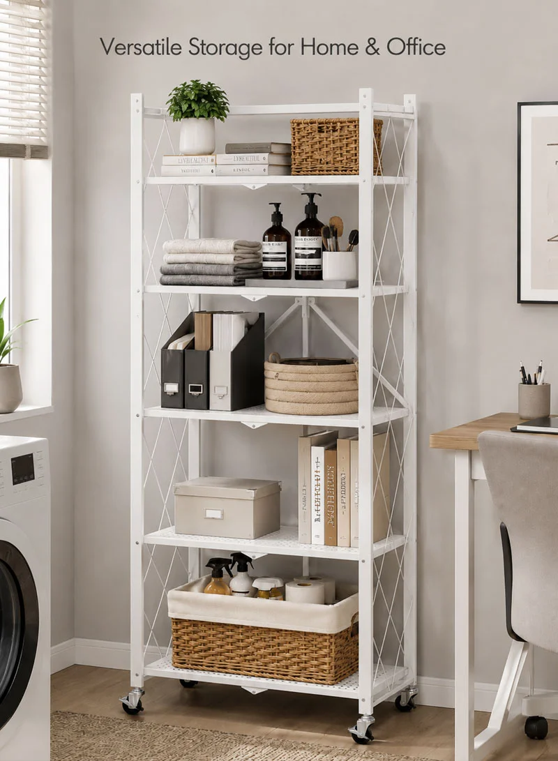 5-Tier Heavy Duty Foldable Storage Shelves With Wheels for Garage Kitchen, Basement & Pantry — photo 7