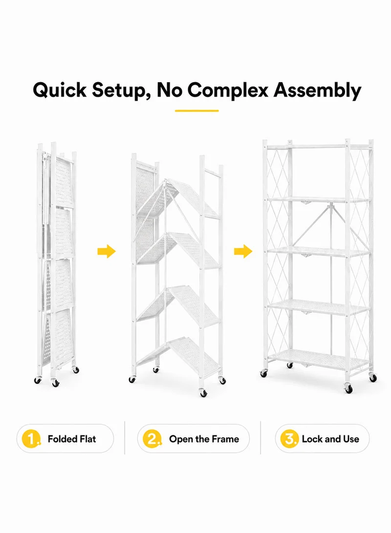 5-Tier Heavy Duty Foldable Storage Shelves With Wheels for Garage Kitchen, Basement & Pantry β photo 8