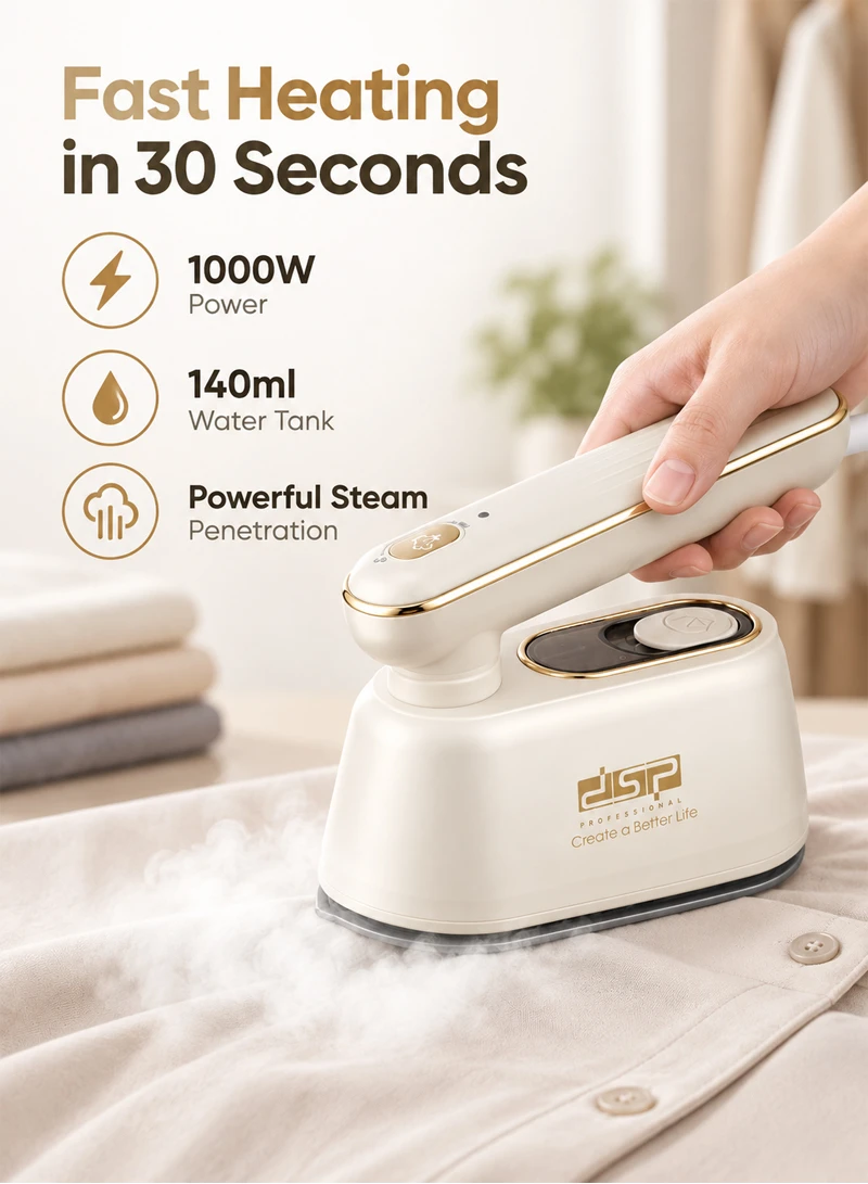 140ml Mini Travel Steam Iron Fast Heating with 100ml Measuring Cup & Base Plate - Off White β photo 3