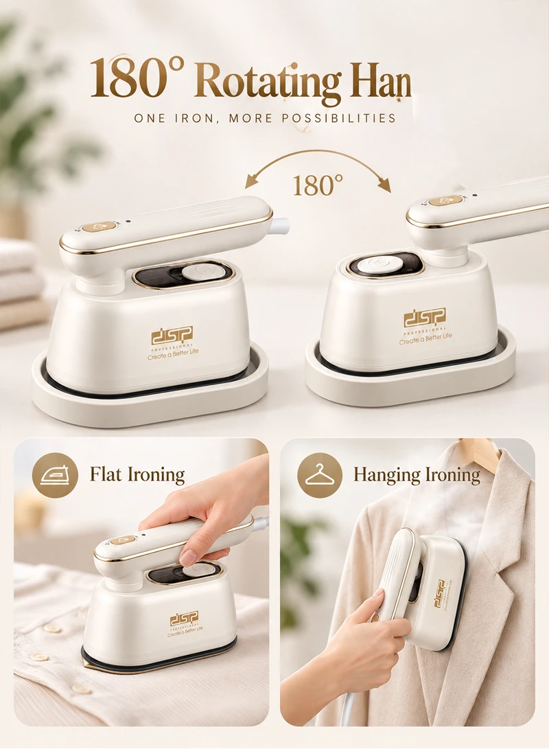 140ml Mini Travel Steam Iron Fast Heating with 100ml Measuring Cup & Base Plate - Off White β photo 4