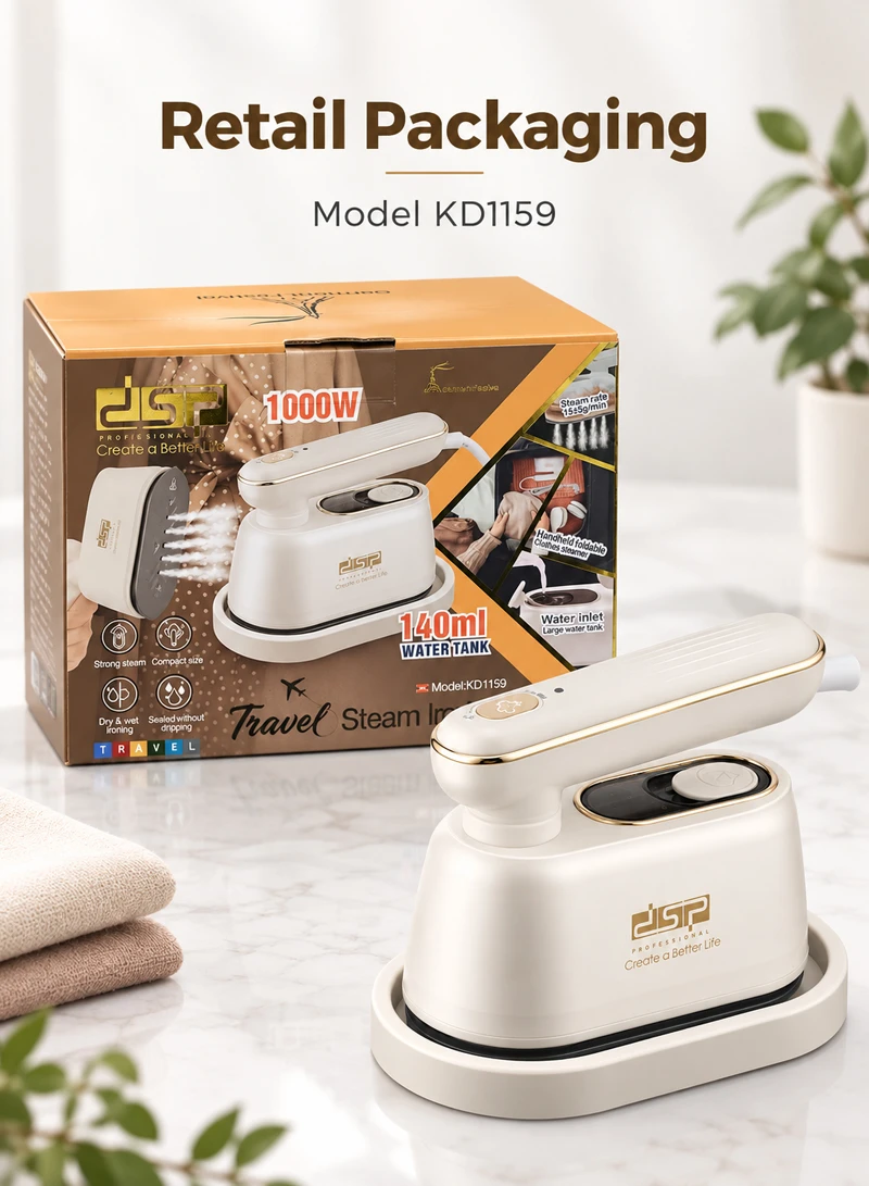 140ml Mini Travel Steam Iron Fast Heating with 100ml Measuring Cup & Base Plate - Off White — photo 8