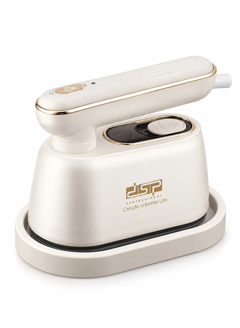 140ml Mini Travel Steam Iron Fast Heating with 100ml Measuring Cup & Base Plate - Off White