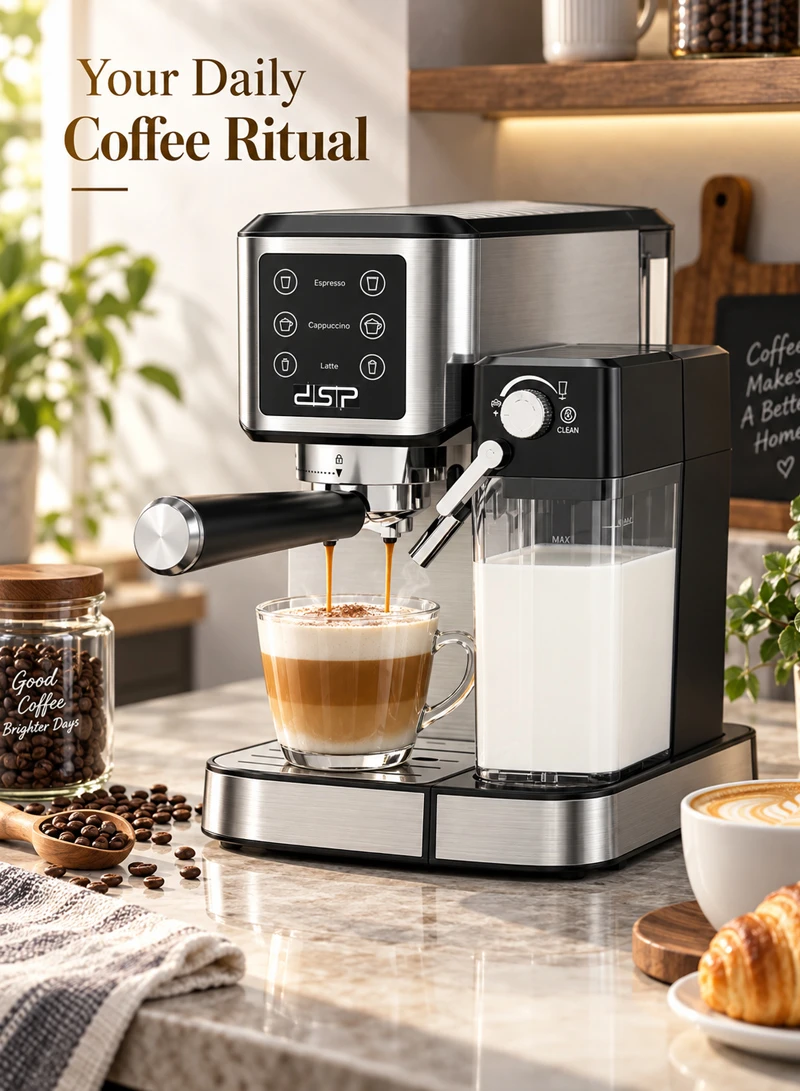 1L 2-in-1 Stainless Steel Coffee Maker with 20Bar Pump Pressure, Milk Tank & 3 Modes — photo 9